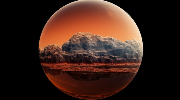Relief de la planète Mars et cratères sur la surface du désert planète rouge paysage cosmique génératif