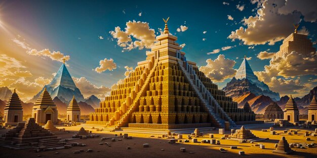 Religion temple tour bâtiment pyramide papier peint fond paysage photographie illustration