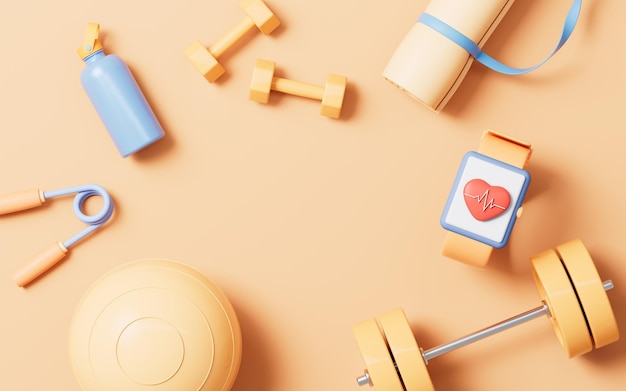 Remise en forme avec rendu 3d de style dessin animé