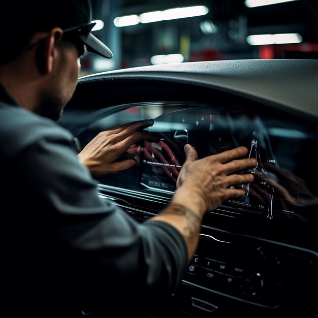 Le remplacement du verre de la voiture en service