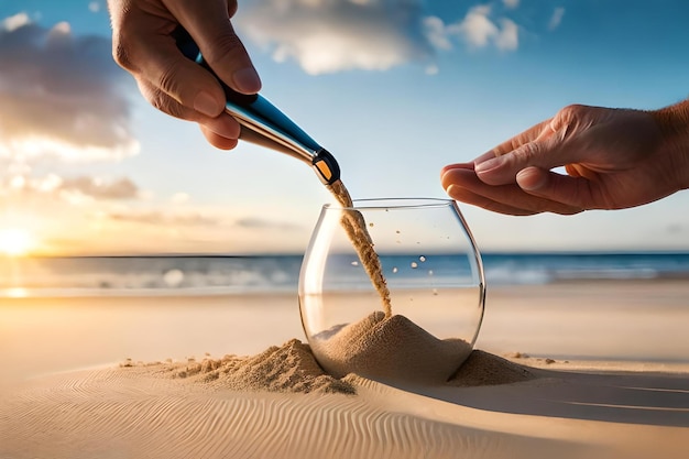 Remplir une bouteille de sable