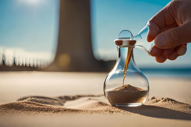 Remplir une bouteille de sable