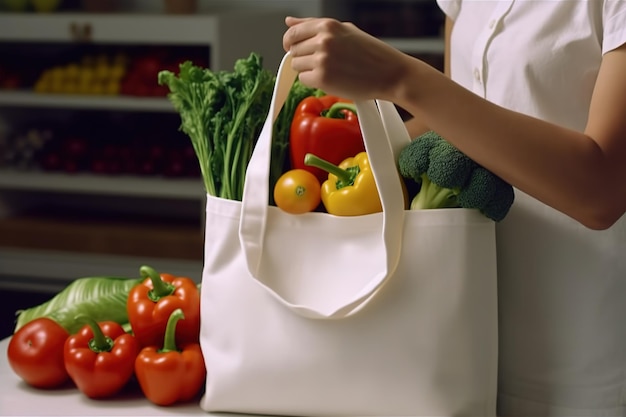 Remplissez divers légumes avec des sacs écologiques