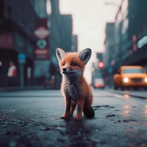 Photo renard adorable et mignon dans une illustration de style 3d d'animation de dessin animé adaptée aux enfants