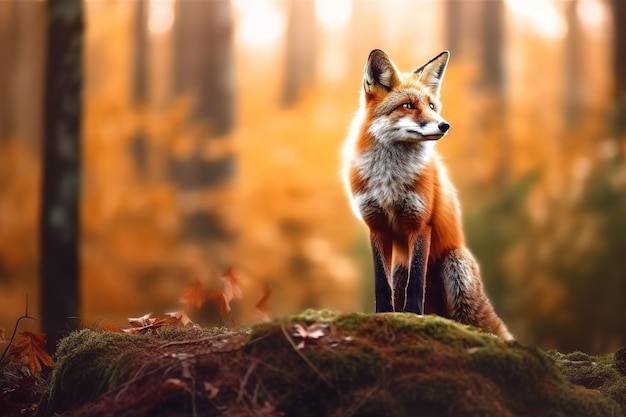 Photo renard au milieu de la forêt