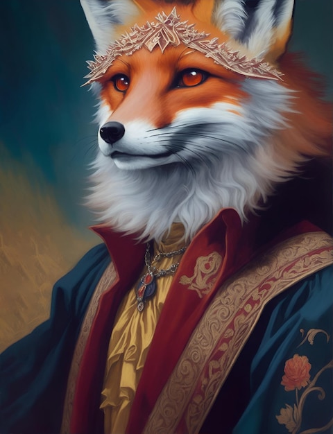 Le renard en costume médiéval IA générative