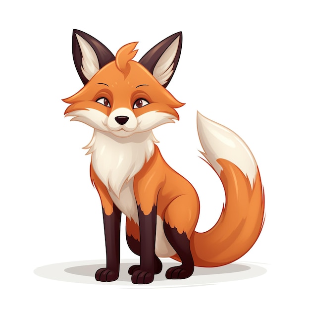 renard de dessin animé sur fond blanc