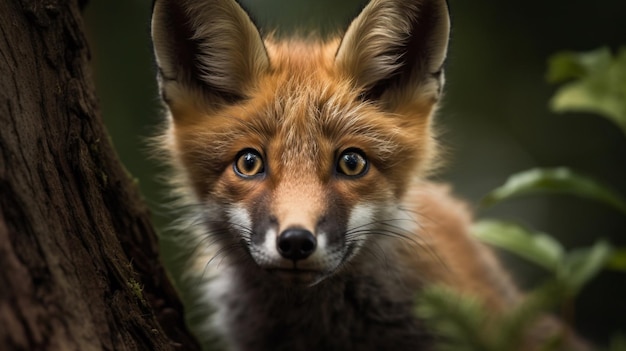 Un renard sur fond noir