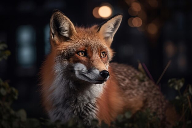 Un renard sur fond noir