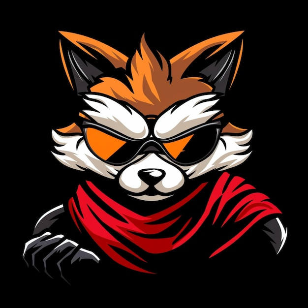 un renard avec un foulard qui dit renard dessus