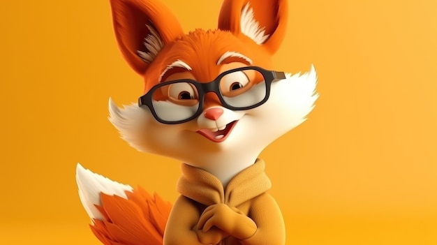 Un renard avec des lunettes et une chemise qui dit renard dessus
