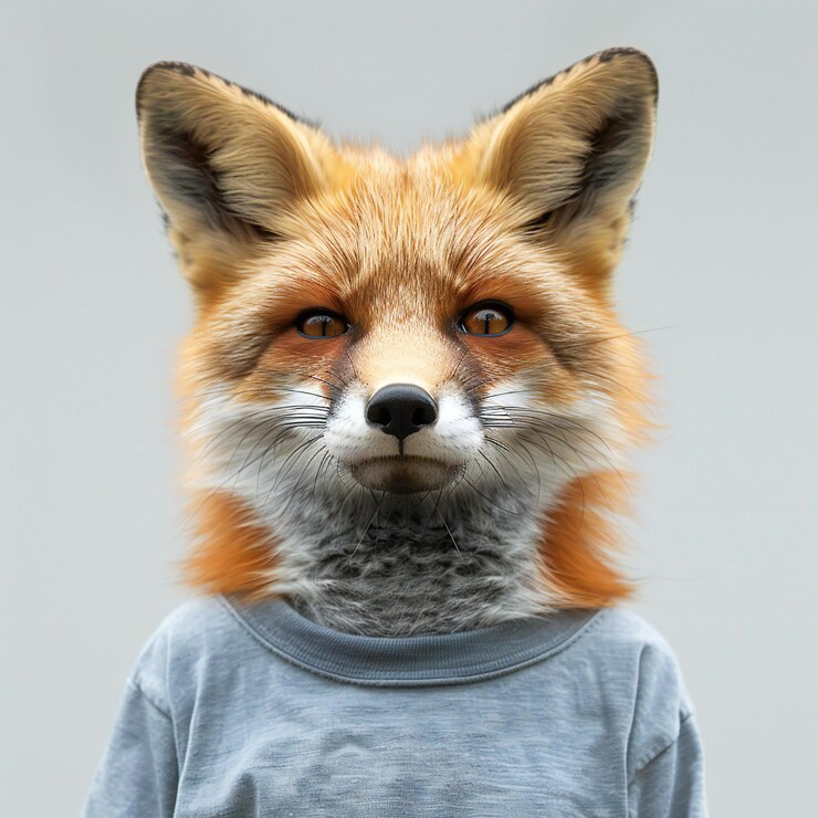 Photo un renard portant un t-shirt isolé sur un fond blanc