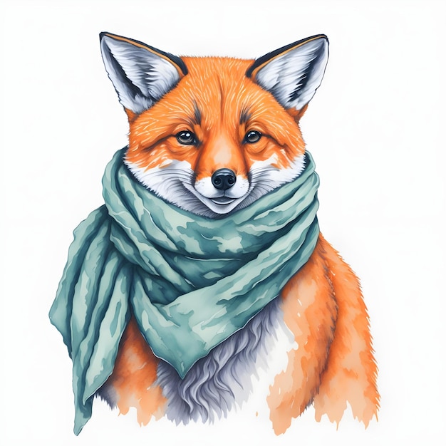 Un renard rouge avec un foulard.