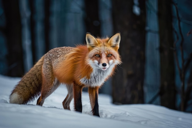 Le renard rouge nocturne dans son habitat naturel