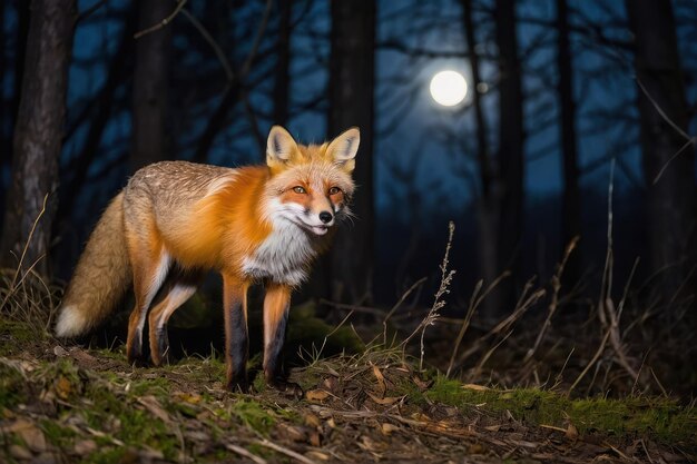 Photo le renard rouge nocturne dans son habitat naturel