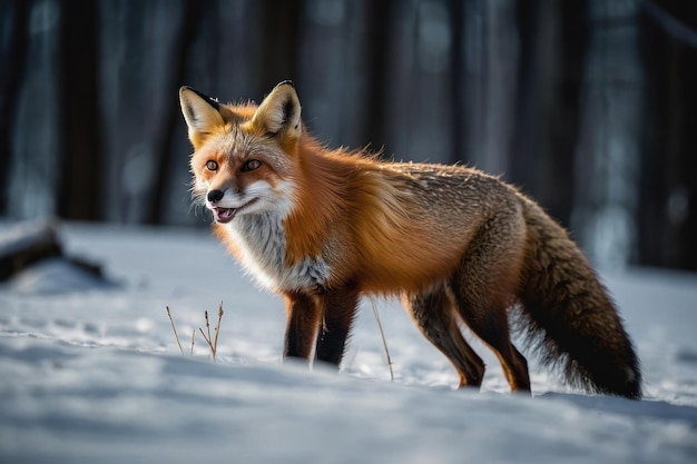 Photo le renard rouge nocturne dans son habitat naturel