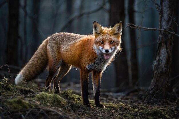 Photo le renard rouge nocturne dans son habitat naturel