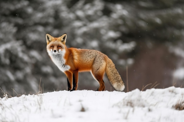 Renard roux dans un paysage enneigé