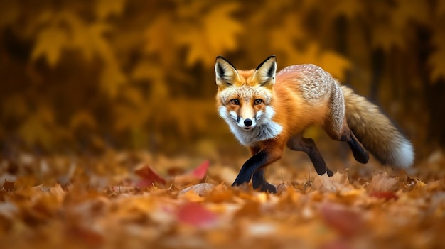 Un renard roux en mouvement capturant l'agilité et la beauté IA générative