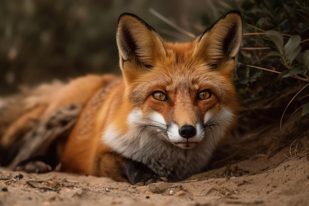 Le renard roux sur le sable