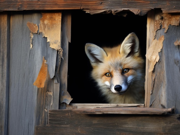 Un renard se faufile dans une grange abandonnée.