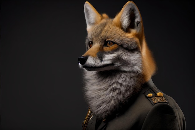 Un renard en uniforme militaire