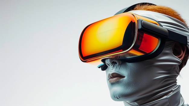 renard avec vision réalité virtuelle lunettes de soleil fond solide
