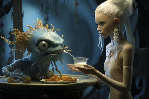 Photo la rencontre énigmatique de yolandi visser et la féée bleue éblouissante dévoilée dans surreal martian re