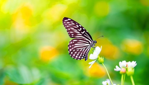 Rencontre gracieuse avec un papillon monarque reposant sur une plante fleurie captivant la lumière et la beauté de la nature