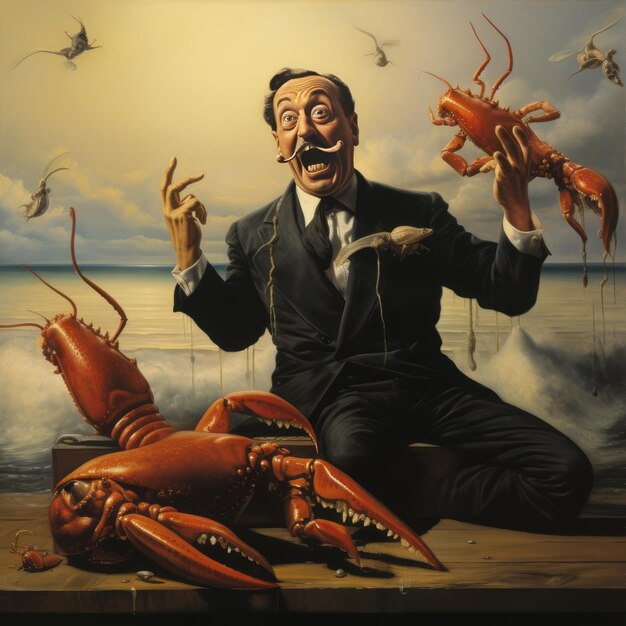 La rencontre surréaliste Salvador Dali plongé dans la folie du homard