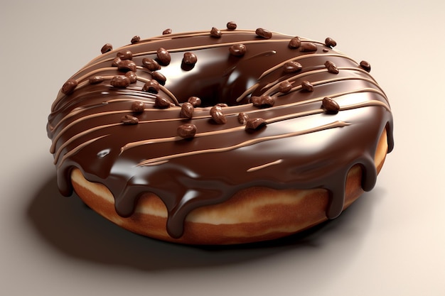 d rendement d'un donut avec du chocolat blanc sur le dessus