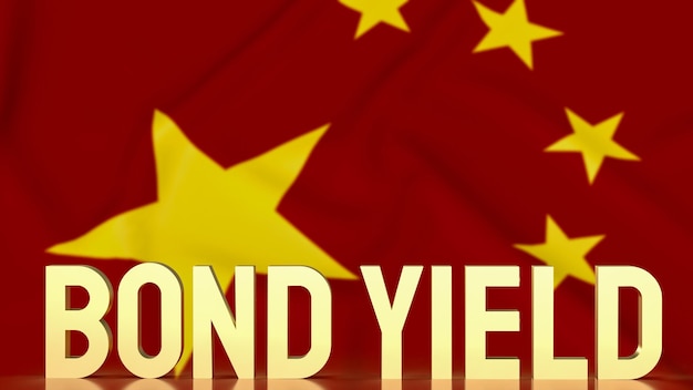 Les rendements des obligations d'or sur fond de drapeau de la chine pour le rendu 3d du concept d'entreprise