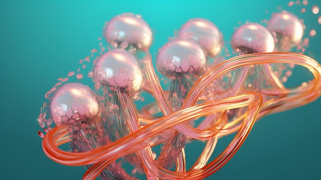 RENDER 3D du champignon translucide du Cordyceps