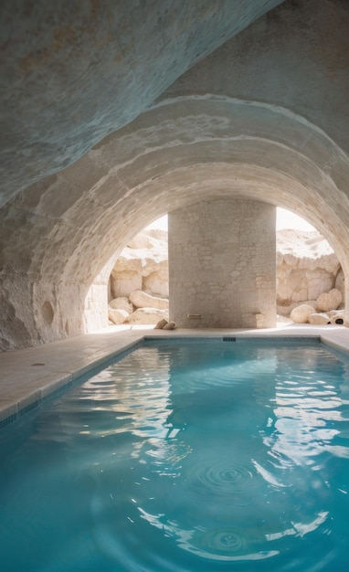 Render intérieur contemporain conception 3D de piscine intérieure