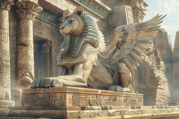 Render une représentation hypnotisante de la mythique sphinx générative ai