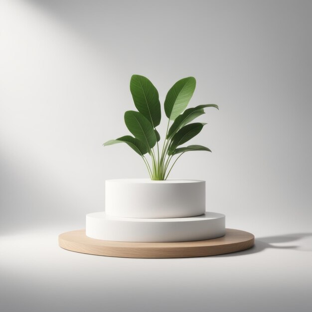 Renderage 3D du podium de produit blanc minimal avec des formes géométriques scène de fond abstraite