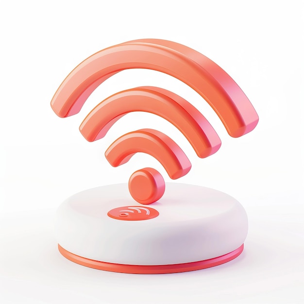 Photo renderage 3d du signal wi-fi rouge sur un fond blanc