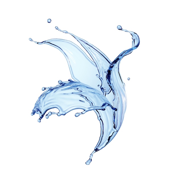 Renderage 3D d'eau bleue isolé sur fond blanc