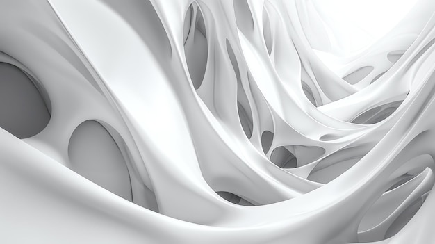 Rendering 3D abstrait blanc d'un paysage extraterrestre avec une surface douce et lisse