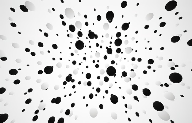 Photo rendering 3d abstrait de motif monochrome dynamique d'une surface recouverte de points noirs créant