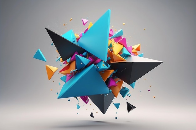 Rendering 3D abstrait de triangles volants