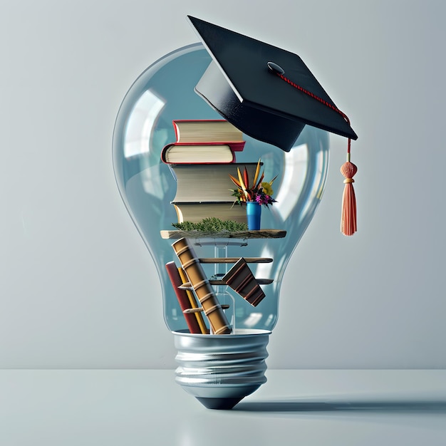 Photo rendering 3d d'une ampoule avec capuchon de graduation