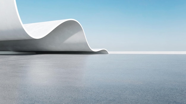 Photo rendering 3d d'architecture futuriste abstraite avec un sol en béton vide scène pour la présentation de voitures