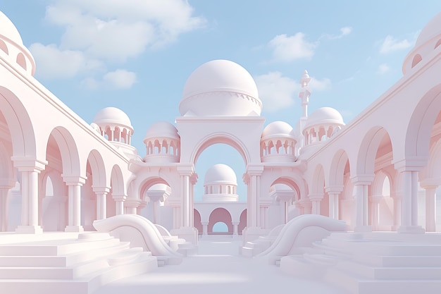 Rendering en 3D de l'arrière-plan du ramadan