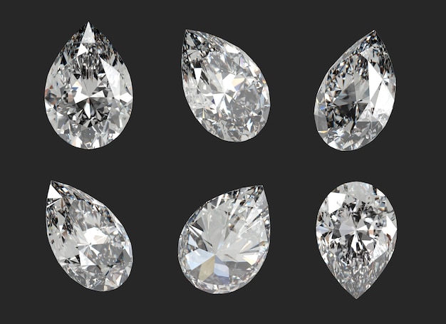 Photo rendering 3d de l'arrière-plan isolé du diamant de poire