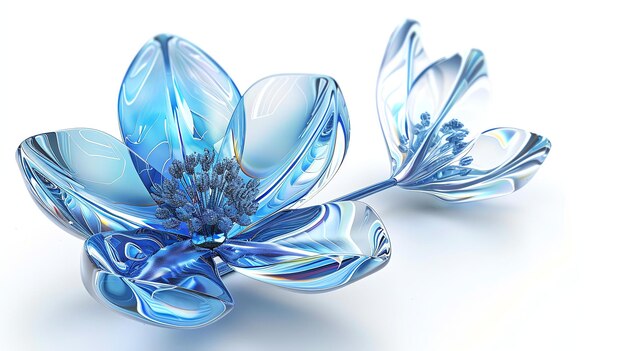 Rendering 3D d'une belle fleur bleue avec des détails complexes Les pétales sont délicats et réalistes et les couleurs sont vives et accrocheuses