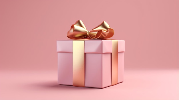 Rendering 3D d'une boîte à cadeaux sur fond rose