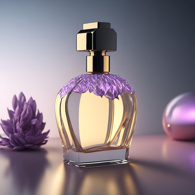 Rendering 3D d'une bouteille de parfum