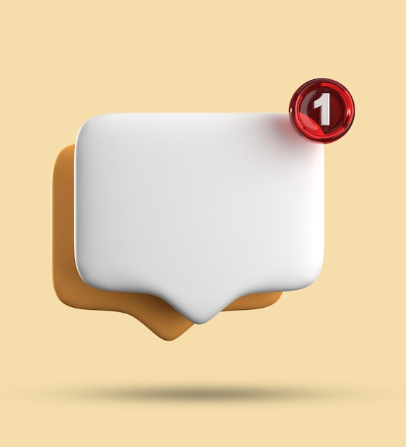 Rendering 3D de la bulle de parole avec des icônes de notification Set d'icônes de chat 3D jaune pastel bleu