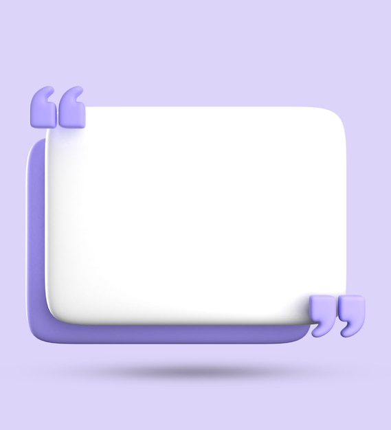 Rendering 3D d'une bulle de parole vide pour un jeu d'icônes pastel 3D de témoignage